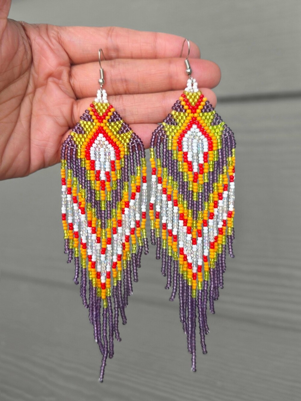 Gaia Beaded Earrings Boho Fringe Southwestern Handmade Jewelry